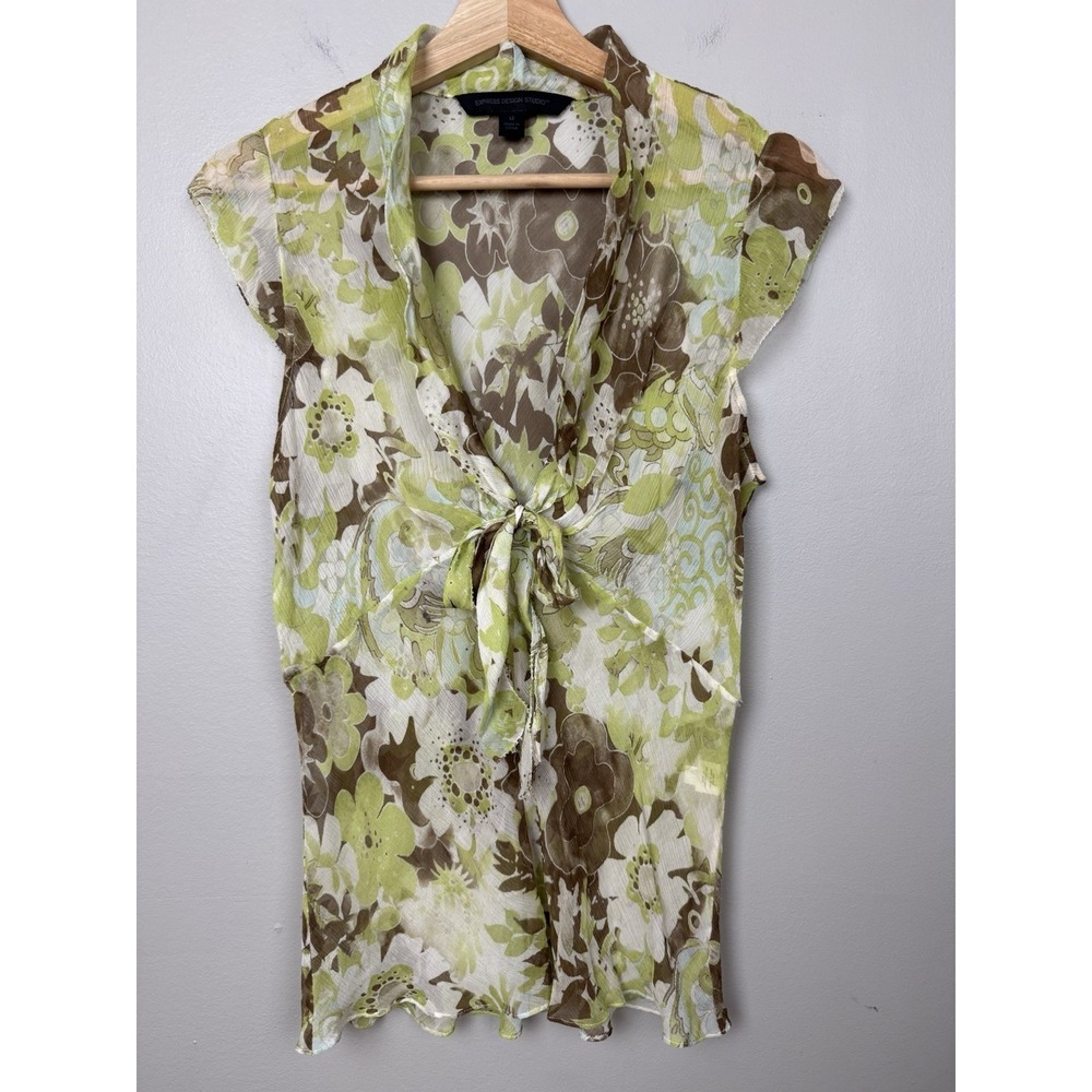 Y2K Express Design Studio 100% Silk Top Babydoll Floral Sheer Fairy 90s 2000s 12